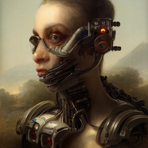 Prompt: ultra detailed, 4 k portrait of a cyborg by rachel ruysch