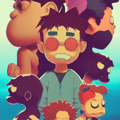 Image similar to face icon stylized minimalist rugrats, loftis, cory behance hd by jesper ejsing, by rhads, makoto shinkai and lois van baarle, ilya kuvshinov, rossdraws global illumination