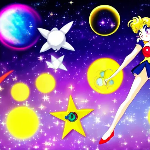 Prompt: sailor moon space background