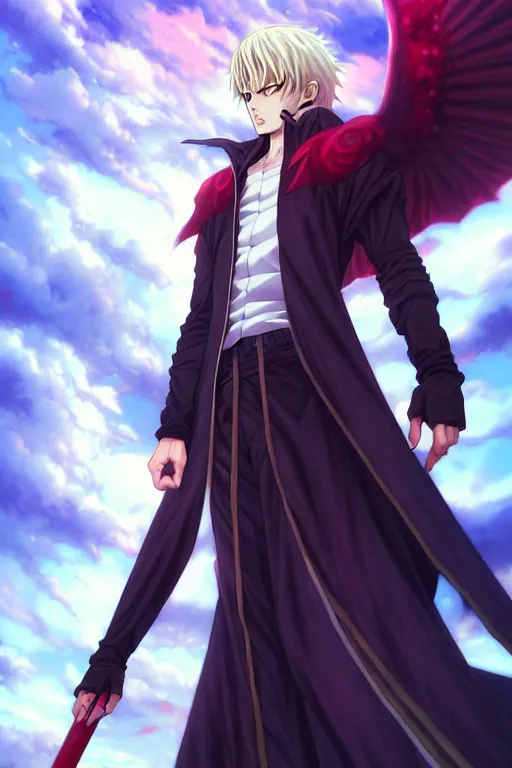 anime full body handsome young demon king man only,, Stable Diffusion