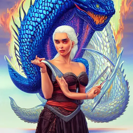 Image similar to fire flaming dragons daenerys targaryen portrait with dragons, Pixar style, by Tristan Eaton Stanley Artgerm and Tom Bagshaw.