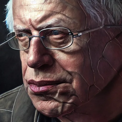 Image similar to hyperrealistic mixed media painting of Bernie Sanders as a Witch Doctor, stunning 3d render inspired art by P. Craig Russell and Barry Windsor-Smith, 8k octane beautifully detailed render, post-processing, extremely hyperdetailed, intricate, epic composition, grim yet sparkling atmosphere, cinematic lighting + masterpiece, trending on artstation, very detailed, masterpiece, stunning