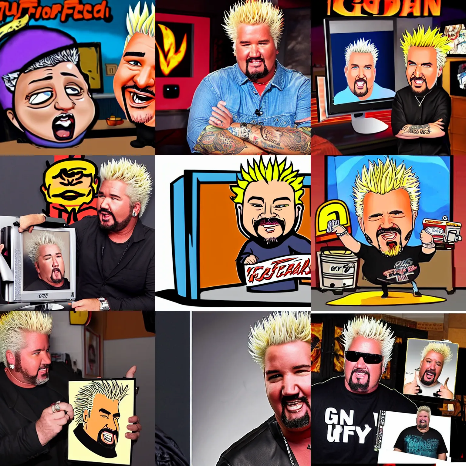 Guy Fieri vs Naruto Rap battle 8k hyper realistic