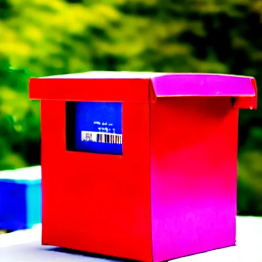 Image similar to a red box on the top of a blue box