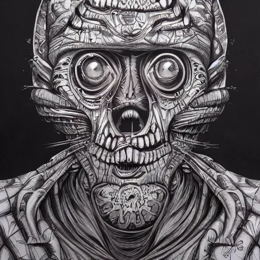 Prompt: a surreal face graffiti intricate sketch by Nychos, highly detailed, Arstation trending 8k