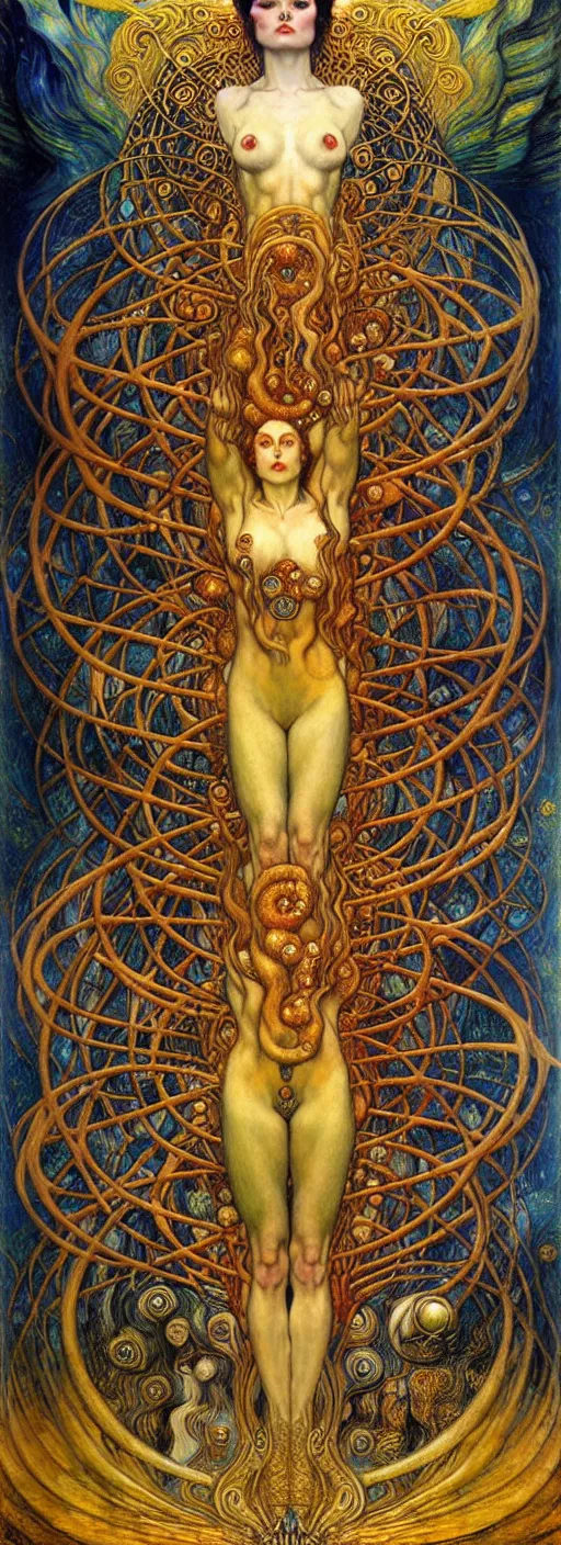 Image similar to Divine Chaos Engine by Karol Bak, Jean Delville, William Blake, Gustav Klimt, and Vincent Van Gogh, symbolist, visionary