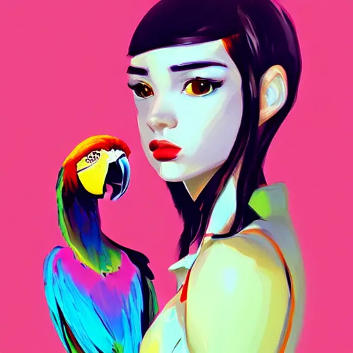 Prompt: parrot parrot robot, ilya kuvshinov, john singer sargent, digital art illustration, impressionist oil painting, trending on artstation, intricate