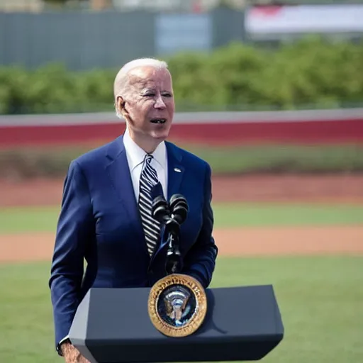 Image similar to Joe Biden wearing a backwards baseball cap