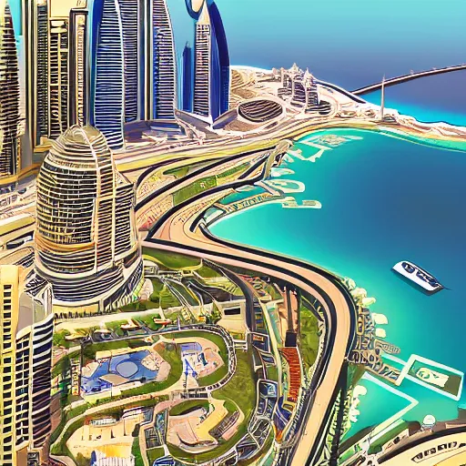 Prompt: gta : dubai, illustration