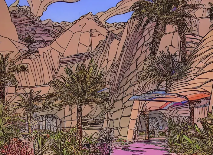 Prompt: Gran Canaria at the style of Moebius, fine details