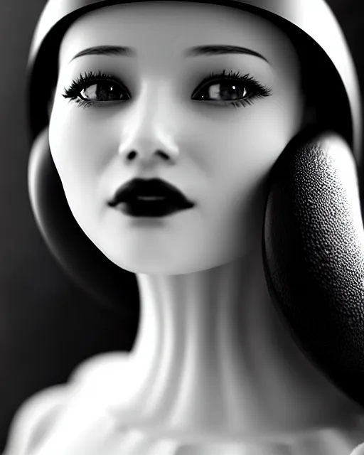 Image similar to black and white dreamy young beautiful female artificial intelligence, cinematic, rim light, photo - realistic, elegant, high detail, 8 k, masterpiece, photo taken in 1 9 3 0