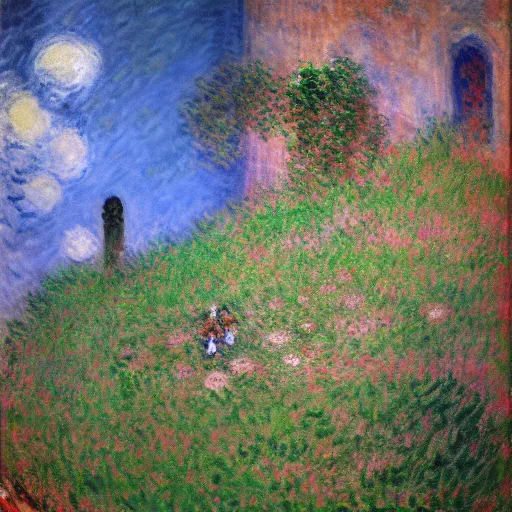 Image similar to God wars dungeon, painted by Claude Monet
