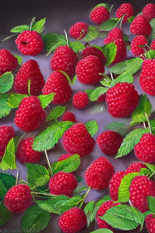 Image similar to a raspberry parade, oil on canvas, intricate, 8k highly professionally detailed, HDR, wizard hat, CGsociety