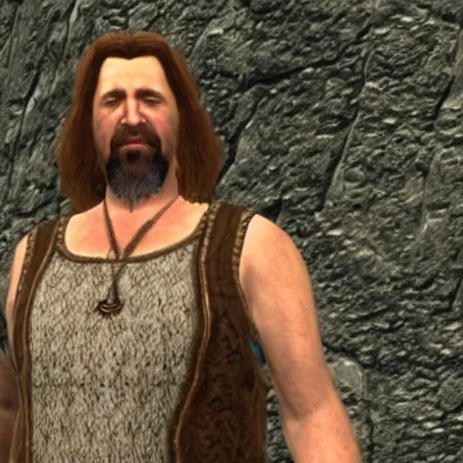 Image similar to The Dude from the Big Lebowski in Skyrim