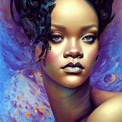 Image similar to a portrait of rihanna by karol bak, christopher balaskas, umberto boccioni and charlie bowater