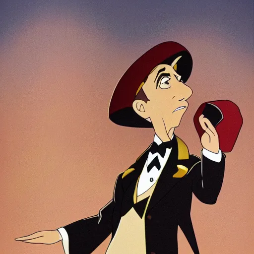 Image similar to steve carell in anastasia, don bluth animation, film still