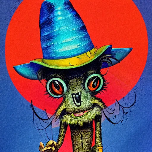 Image similar to a dik dik monster with tattoos wearing a fedora, colorful, digital art, fantasy, magic, trending on artstation, ultra detailed, professional illustration by basil gogos