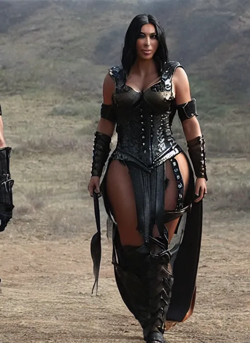 Image similar to movie still of kim kardashian as xena