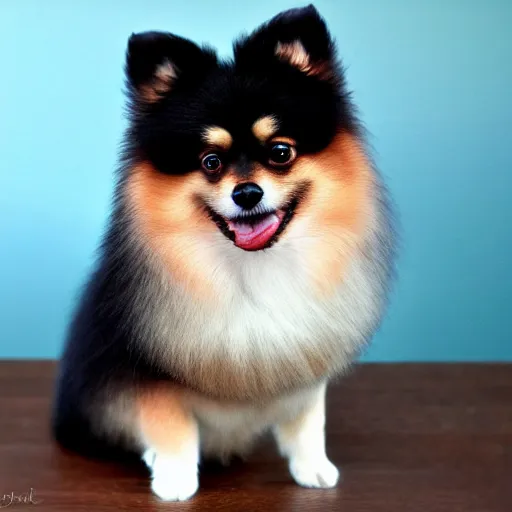 Image similar to Great Pomeranian, photorealistic, photography, wife angle