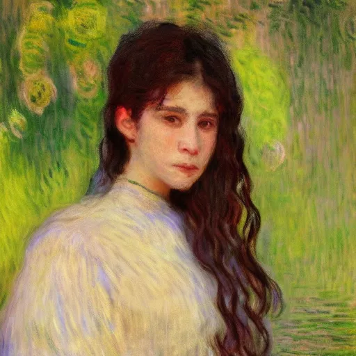 Prompt: beautiful portrait of a woman in Los Angeles by Monet, gothic, artstation, soft render, impressionism