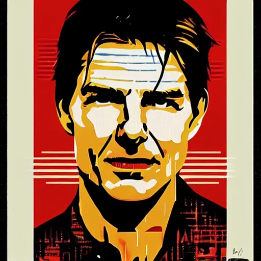 Image similar to tom cruise poster by shepard fairey