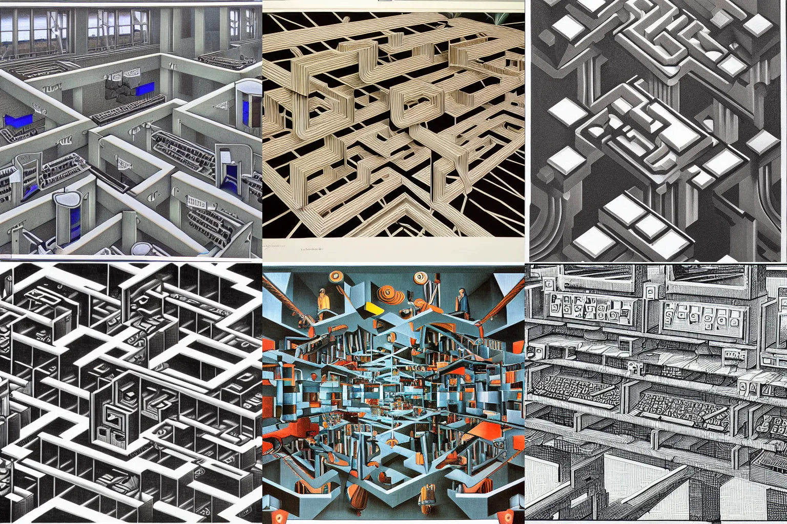 Prompt: painting of computer recursion by mc escher, hyperdetailed