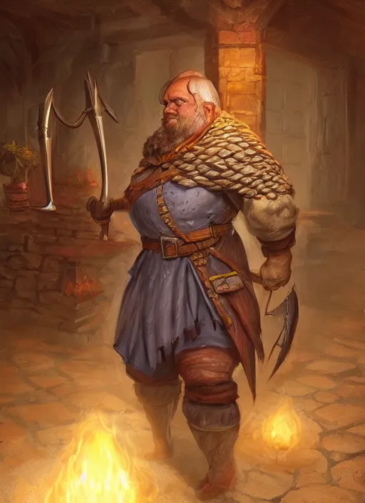 Image similar to tavern keeper in a tavern, ultra detailed fantasy, dndbeyond, bright, colourful, realistic, dnd character portrait, full body, pathfinder, pinterest, art by ralph horsley, dnd, rpg, lotr game design fanart by concept art, behance hd, artstation, deviantart, hdr render in unreal engine 5