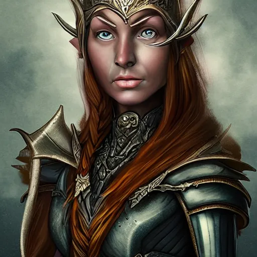 Image similar to a realistic portrat of a female elven warrior, made out of tiny spheres