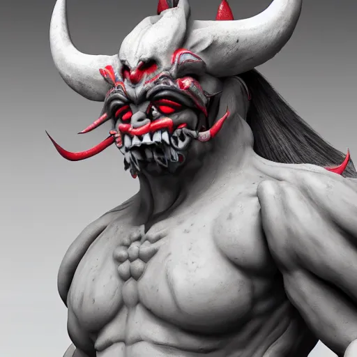 Image similar to an ultra detailed 3 d render of a japanese oni demon as a boss from nioh, shonen anime, 8 k, volumetric lighting, smooth, highly detailed, digital illustration, octane render, art by jeong seon and greg rutkowsi, artstation