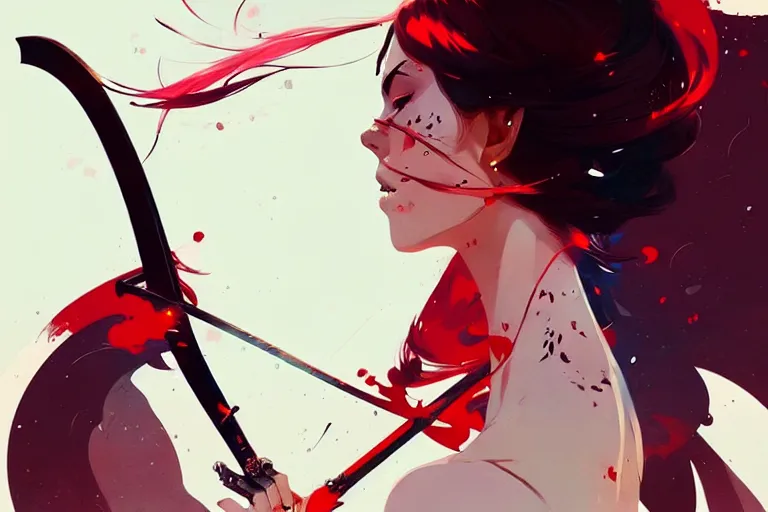 Prompt: a ultradetailed beautiful panting of a stylish woman swinging a sword, by conrad roset, greg rutkowski and makoto shinkai, trending on artstation