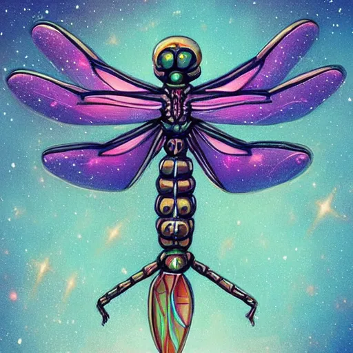 Image similar to A cosmic Dragonfly, universe on the background, concept art , Pinterest art station