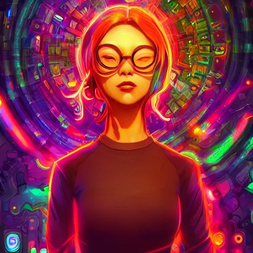 Image similar to skill magic geek inside matrix deepdream radiating a glowing aura stuff loot legends stylized digital illustration video game icon artstation lois van baarle, ilya kuvshinov, rossdraws,