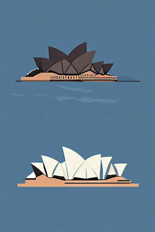 Image similar to sydney opera, illustration, in the style of katinka reinke