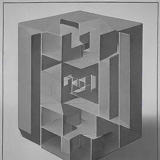 Prompt: hypercube by m. c. escher