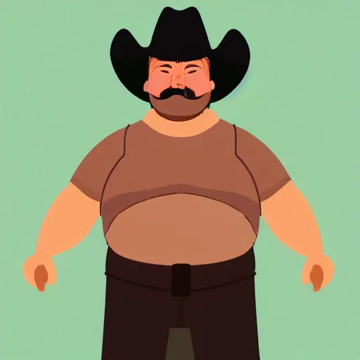 Image similar to hyperreal morbidly obese 2000kilo snake oil salesman wearing authentic purple green sip tech cowboy augmentation and curly snake moustache, fat man standing in front of blank background