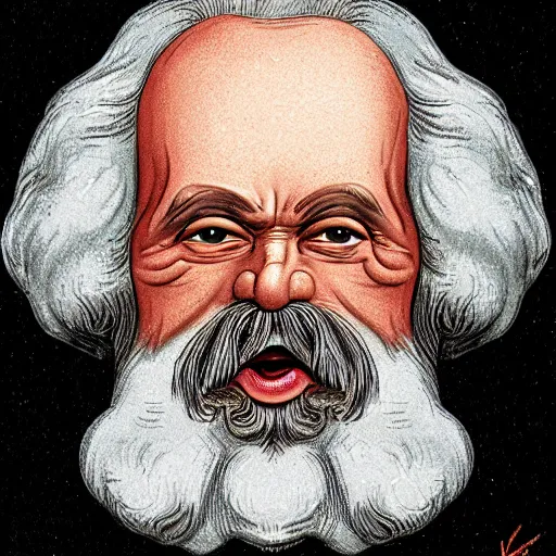 Prompt: karl marx caricature