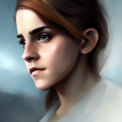 Prompt: Emma Watson by Charlie Bowater, digital fantasy portrait