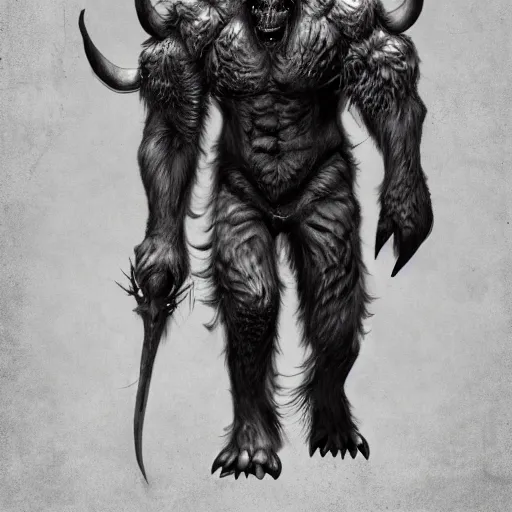 Prompt: dark character undead elephant minotaur type, character concept artwork, concept, detailed scales, skin, fur, etc, monster creature, horror, claws, teeth sharp, high detail iconic character, mutated hybrid, trending on artstation, award winning art