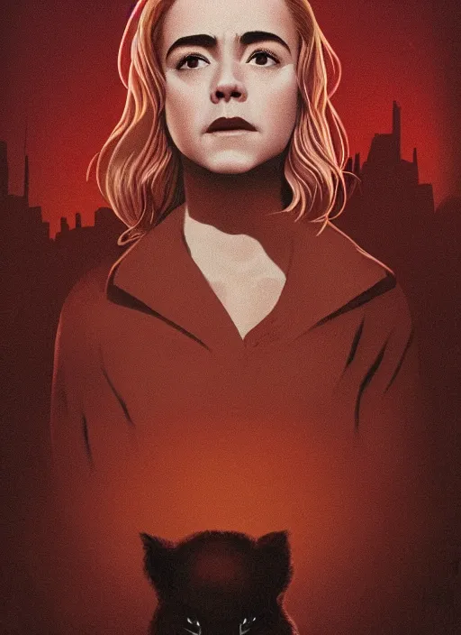 Prompt: Twin Peaks movie poster artwork by Michael Whelan and Tomer Hanuka, Rendering of Kiernan Shipka discovers the den of snakes, from a scene from Twin Peaks, clean, full of detail, Matte painting, trending on artstation and unreal engine