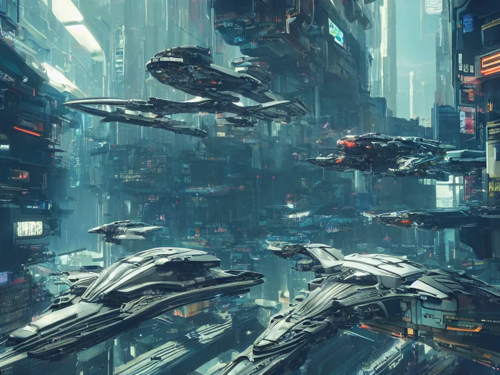 Image similar to ( cyberpunk 2 0 7 7, bladerunner 2 0 4 9 ) scientists creating an artificial alien highly detailed futuristic biomechanical thick smooth quad wing combat spaceship in their spaceship lab, hyper realistic, highly detailed, sharp focus, depth of field, photography, natural light,, ultra detailed, photorealistic, by brian sum and annie leibowitz, - t