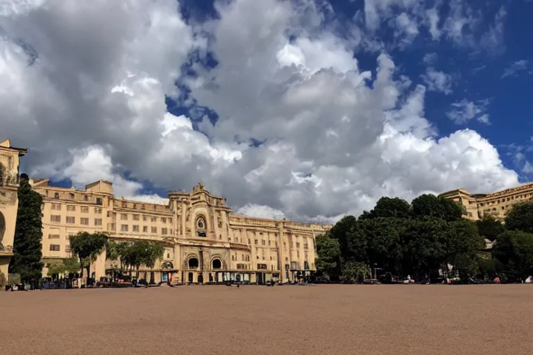 Image similar to a photo of renaissance palace, clouds in the sky