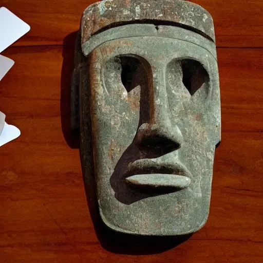 Image similar to moai head playing poker