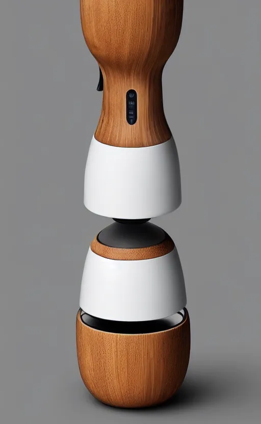 Image similar to a stylish handheld electric beverage mixer ; natural materials ; industrial design ; behance ; le manoosh ; pinterest ; if design award ; reddot design award