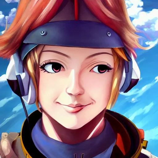 Image similar to portrait of amelia earhart the great pilot of seventh heaven, anime fantasy illustration by tomoyuki yamasaki, kyoto studio, madhouse, ufotable, square enix, cinematic lighting, trending on artstation
