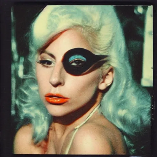 Prompt: Lady Gaga in the 1970s, polaroid photo