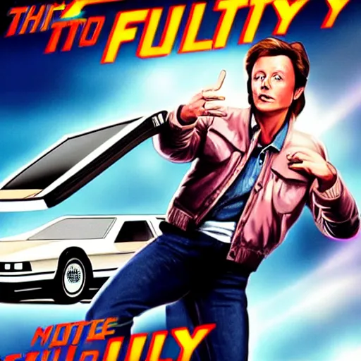 Image similar to back to the Future but Marty McFly is Elon Musk