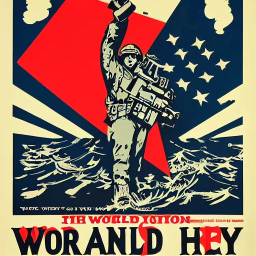 Image similar to World war 2 propaganda poster by Shepard Fairey, highly detailed and intricate, screen printing poster, 8k