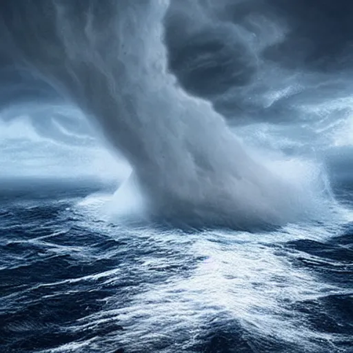 Image similar to “ tornado in the ocean detailed realistic 8 k resolution concept art ”
