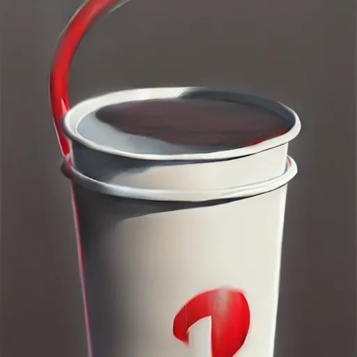 Prompt: white red white paper cup!!!, hyperrealistic, highly detailed, cinematic, volumetric sunlight, beautiful, cgssociety, artstation, 8 k, oil painting by greg rutkowski, by artgerm, by wlop