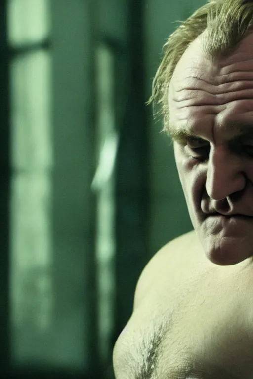 Image similar to [a still of Gerard Depardieu in the movie Splice (2007), 4k, HD, high quality, octane]